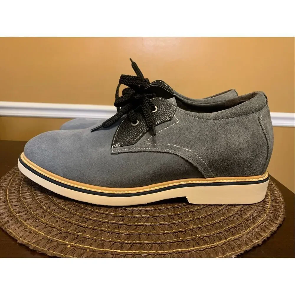 CALTO Y42023 - 2.8 Inches Elevator Height Increase Grey Casual Lace Up Oxford